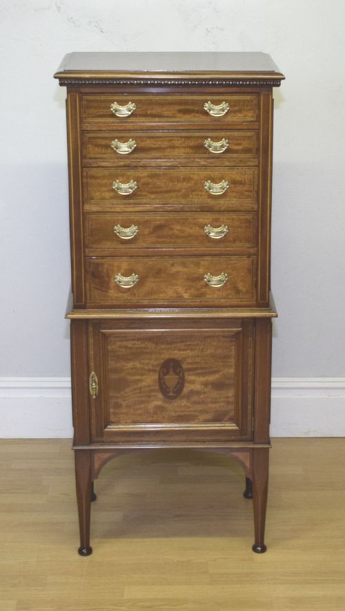 antique edwardian inlaid cabinet - CATEGORY: ANTIQUE CUPBOARDS - DATED EDWARDIAN