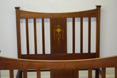 ANTIQUE EDWARDIAN INLAID MARQUETRY BED - ADDITIONAL PHOTO 2