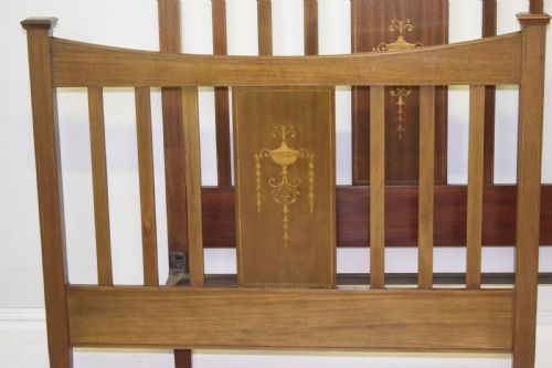 ANTIQUE EDWARDIAN INLAID MARQUETRY BED - ADDITIONAL PHOTO 8