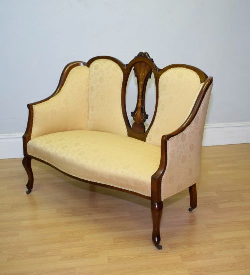 antique victorian inlaid couch settee - CATEGORY: ANTIQUE SOFAS - DATED VICTORIAN