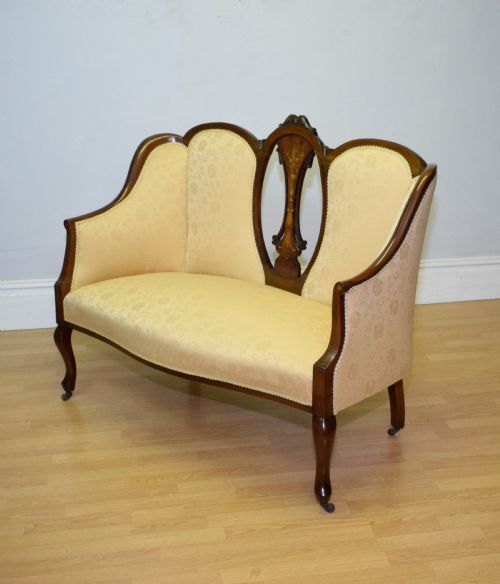 ANTIQUE VICTORIAN INLAID COUCH SETTEE - ADDITIONAL PHOTO 1