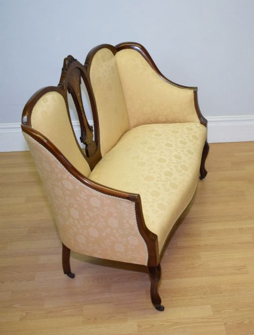 ANTIQUE VICTORIAN INLAID COUCH SETTEE - ADDITIONAL PHOTO 2