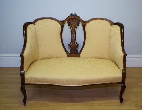 ANTIQUE VICTORIAN INLAID COUCH SETTEE - ADDITIONAL PHOTO 3