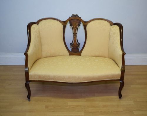 ANTIQUE VICTORIAN INLAID COUCH SETTEE - ADDITIONAL PHOTO 4