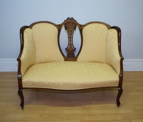 ANTIQUE VICTORIAN INLAID COUCH SETTEE - ADDITIONAL PHOTO 5