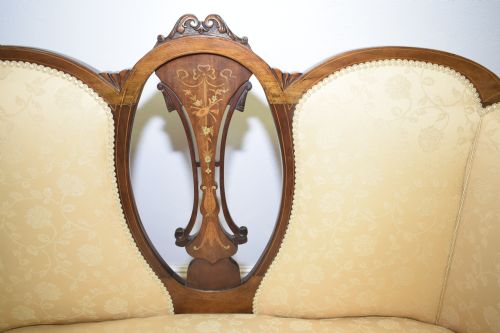 ANTIQUE VICTORIAN INLAID COUCH SETTEE - ADDITIONAL PHOTO 8