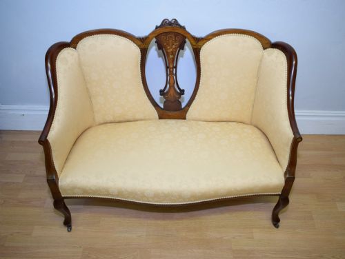 ANTIQUE VICTORIAN INLAID COUCH SETTEE - ADDITIONAL PHOTO 14
