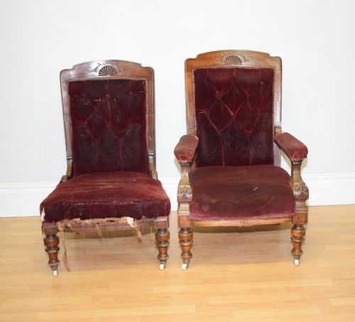 ANTIQUE VICTORIAN LADY'S GENT'S CHAIRS - ADDITIONAL PHOTO 1