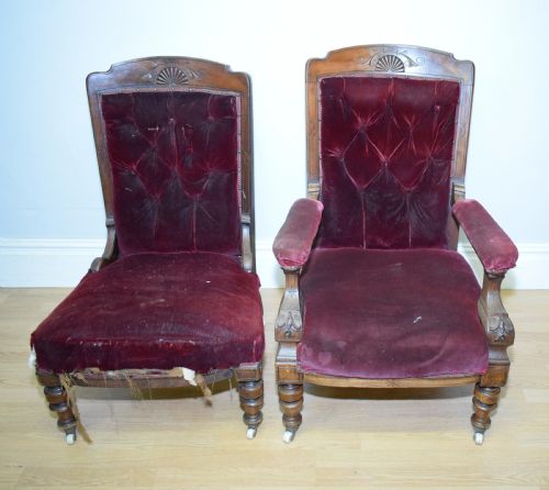 ANTIQUE VICTORIAN LADY'S GENT'S CHAIRS - ADDITIONAL PHOTO 11