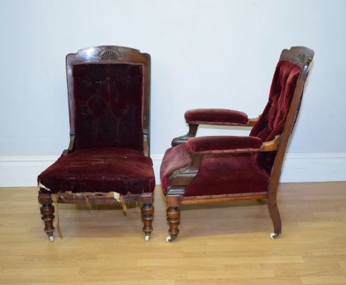 ANTIQUE VICTORIAN LADY'S GENT'S CHAIRS - ADDITIONAL PHOTO 14