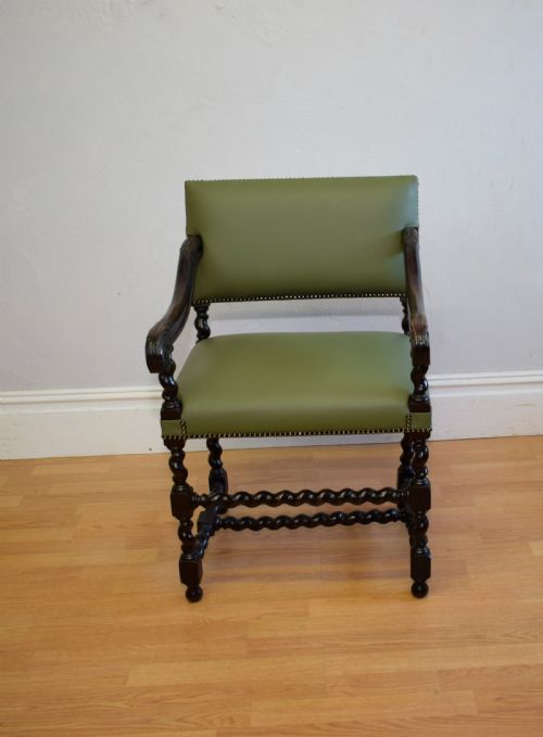 ANTIQUE CARVED OAK LIBRARY CHAIR - ADDITIONAL PHOTO 13
