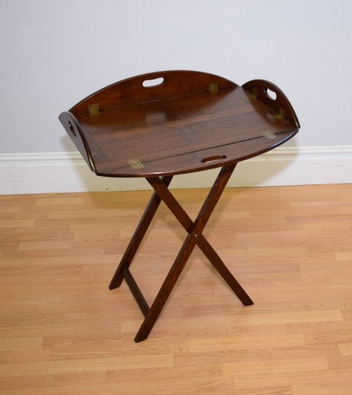 ANTIQUE BUTLERS TRAY ON STAND - ADDITIONAL PHOTO 1
