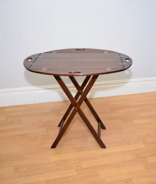 ANTIQUE BUTLERS TRAY ON STAND - ADDITIONAL PHOTO 2