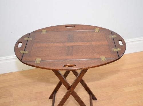 ANTIQUE BUTLERS TRAY ON STAND - ADDITIONAL PHOTO 4