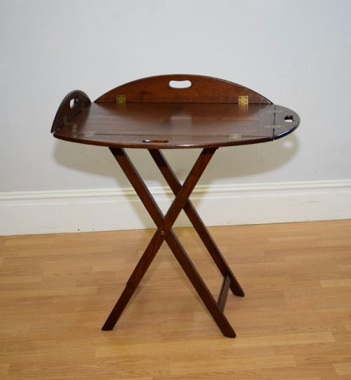 ANTIQUE BUTLERS TRAY ON STAND - ADDITIONAL PHOTO 5
