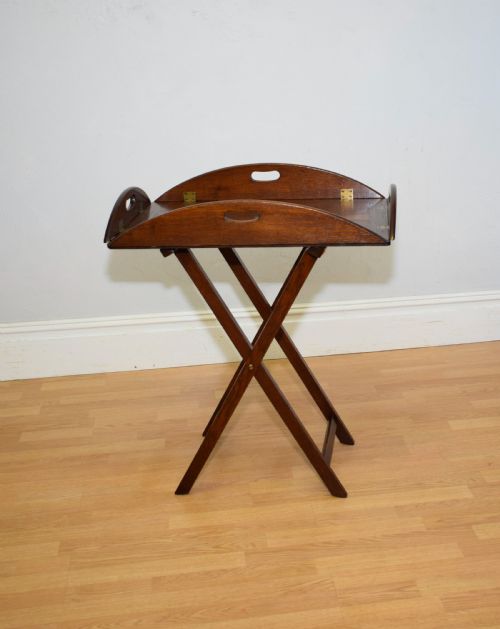 ANTIQUE BUTLERS TRAY ON STAND - ADDITIONAL PHOTO 7