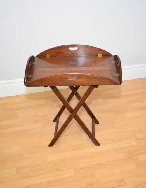 ANTIQUE BUTLERS TRAY ON STAND - ADDITIONAL PHOTO 8