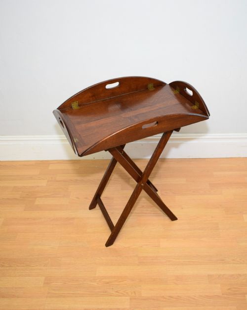 ANTIQUE BUTLERS TRAY ON STAND - ADDITIONAL PHOTO 10