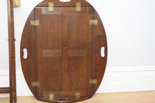ANTIQUE BUTLERS TRAY ON STAND - ADDITIONAL PHOTO 14
