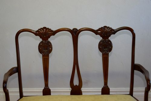 ANTIQUE QUEEN ANNE INLAID COUCH - ADDITIONAL PHOTO 3
