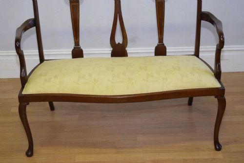 ANTIQUE QUEEN ANNE INLAID COUCH - ADDITIONAL PHOTO 4
