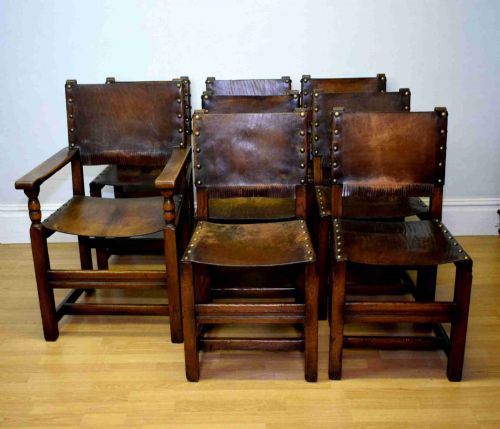 early 20th century set of 8 oak dining chairs - CATEGORY: ANTIQUE CHAIRS - DATED 1920