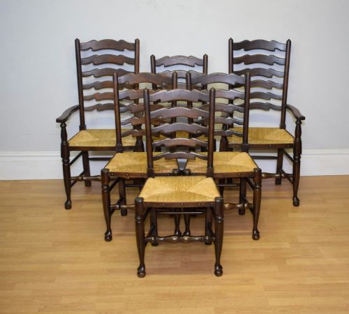 6 OAK LADDER BACK DINING CHAIRS - ADDITIONAL PHOTO 2