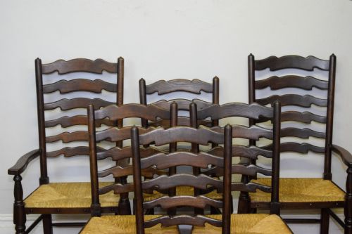 6 OAK LADDER BACK DINING CHAIRS - ADDITIONAL PHOTO 3