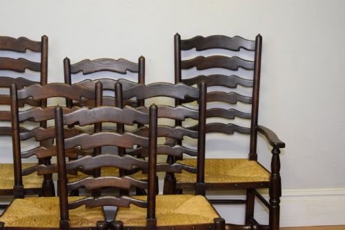 6 OAK LADDER BACK DINING CHAIRS - ADDITIONAL PHOTO 4