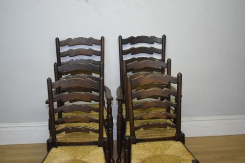 6 OAK LADDER BACK DINING CHAIRS - ADDITIONAL PHOTO 10