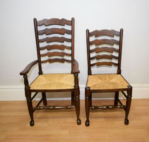 6 OAK LADDER BACK DINING CHAIRS - ADDITIONAL PHOTO 13
