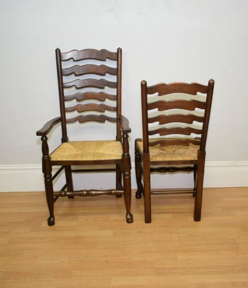 6 OAK LADDER BACK DINING CHAIRS - ADDITIONAL PHOTO 15