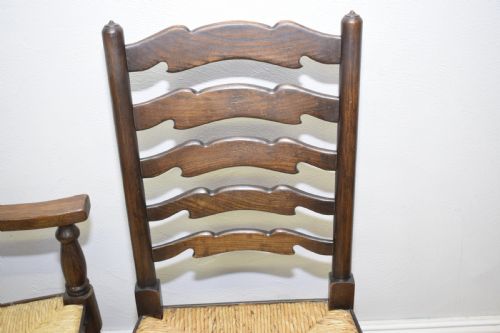 6 OAK LADDER BACK DINING CHAIRS - ADDITIONAL PHOTO 17