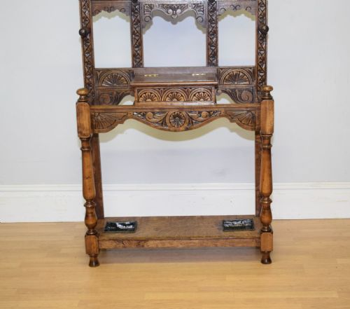 ANTIQUE VICTORIAN CARVED OAK HALL STAND - ADDITIONAL PHOTO 7