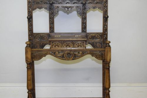 ANTIQUE VICTORIAN CARVED OAK HALL STAND - ADDITIONAL PHOTO 9