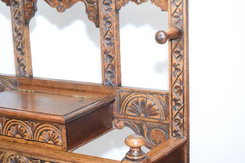 ANTIQUE VICTORIAN CARVED OAK HALL STAND - ADDITIONAL PHOTO 15