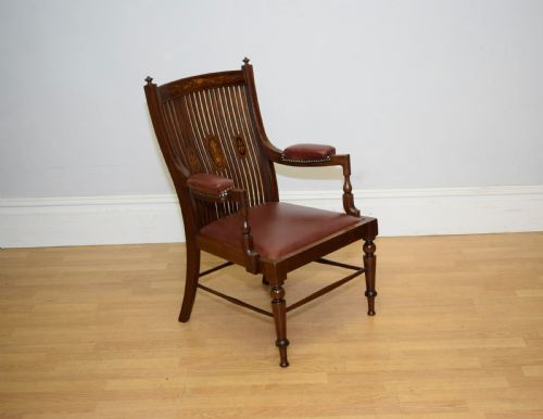EDWARDIAN INLAID LIBRARY ARMCHAIR - ADDITIONAL PHOTO 1