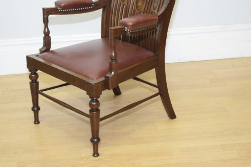 EDWARDIAN INLAID LIBRARY ARMCHAIR - ADDITIONAL PHOTO 10