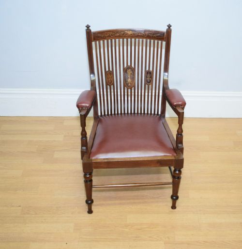 EDWARDIAN INLAID LIBRARY ARMCHAIR - ADDITIONAL PHOTO 18