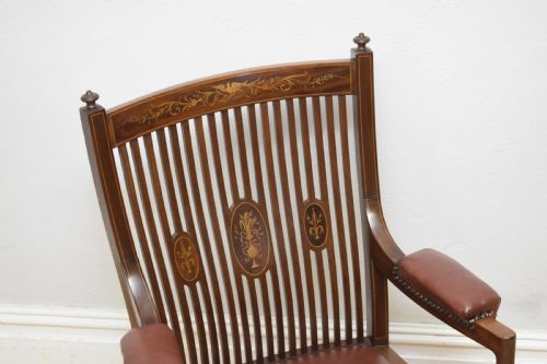 EDWARDIAN INLAID LIBRARY ARMCHAIR - ADDITIONAL PHOTO 20