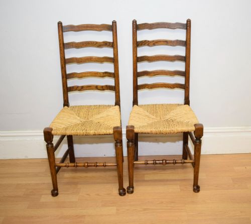 6 OAK LADDER BACK DINING CHAIRS - ADDITIONAL PHOTO 7