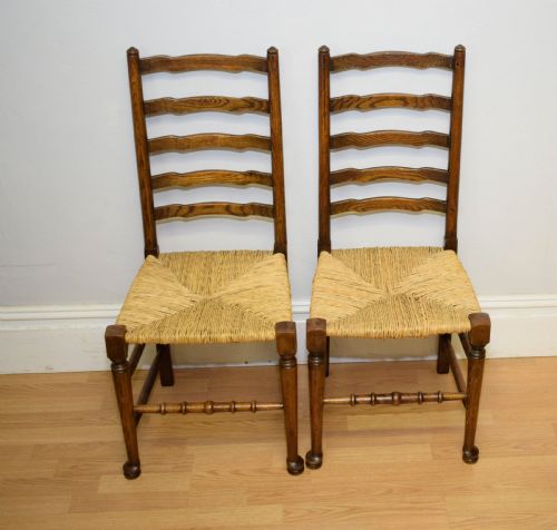 6 OAK LADDER BACK DINING CHAIRS - ADDITIONAL PHOTO 8