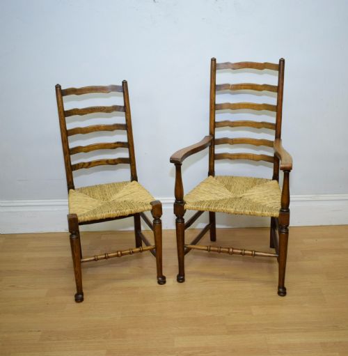 6 OAK LADDER BACK DINING CHAIRS - ADDITIONAL PHOTO 11