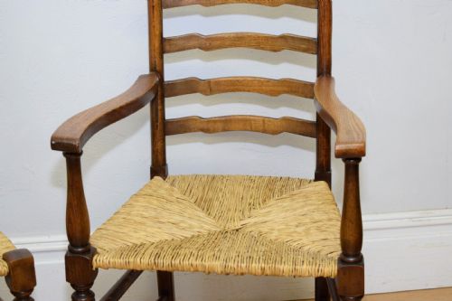 6 OAK LADDER BACK DINING CHAIRS - ADDITIONAL PHOTO 12