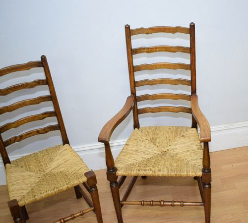 6 OAK LADDER BACK DINING CHAIRS - ADDITIONAL PHOTO 14