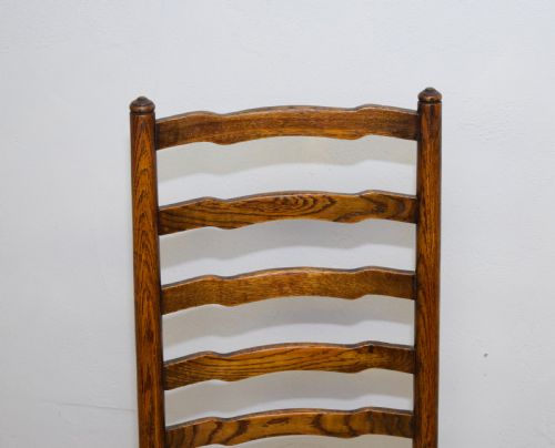 6 OAK LADDER BACK DINING CHAIRS - ADDITIONAL PHOTO 15