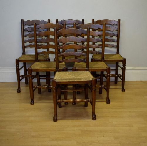 early 20th century set of 6 ladder back diningkitchen chairs - CATEGORY: ANTIQUE CHAIRS - DATED 1920