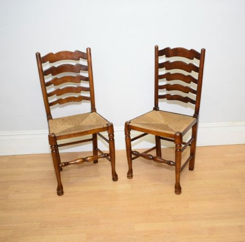 EARLY 20TH CENTURY SET OF 6 LADDER BACK DININGKITCHEN CHAIRS - ADDITIONAL PHOTO 6