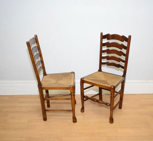 EARLY 20TH CENTURY SET OF 6 LADDER BACK DININGKITCHEN CHAIRS - ADDITIONAL PHOTO 7