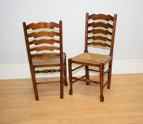 EARLY 20TH CENTURY SET OF 6 LADDER BACK DININGKITCHEN CHAIRS - ADDITIONAL PHOTO 8
